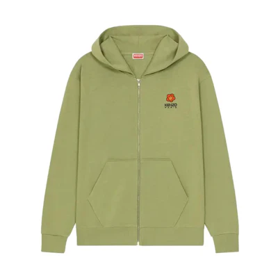 KENZO Floral Logo Zip-Up Jacket Olive Green FD55SW4424MF-61