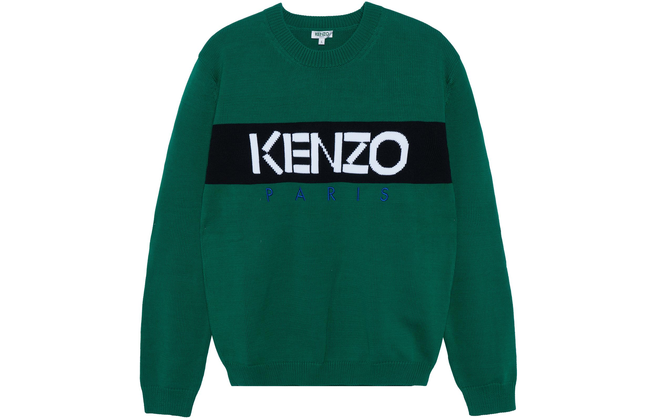 Order KENZO  Green Crewneck Knit Sweater with Logo Design. F255PU2173LC-57
