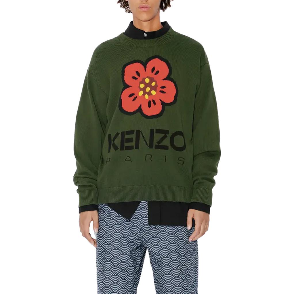 KENZO  Green Crewneck Sweater with Floral Logo Embroidery. FD55PU3803LC-51 圖 4