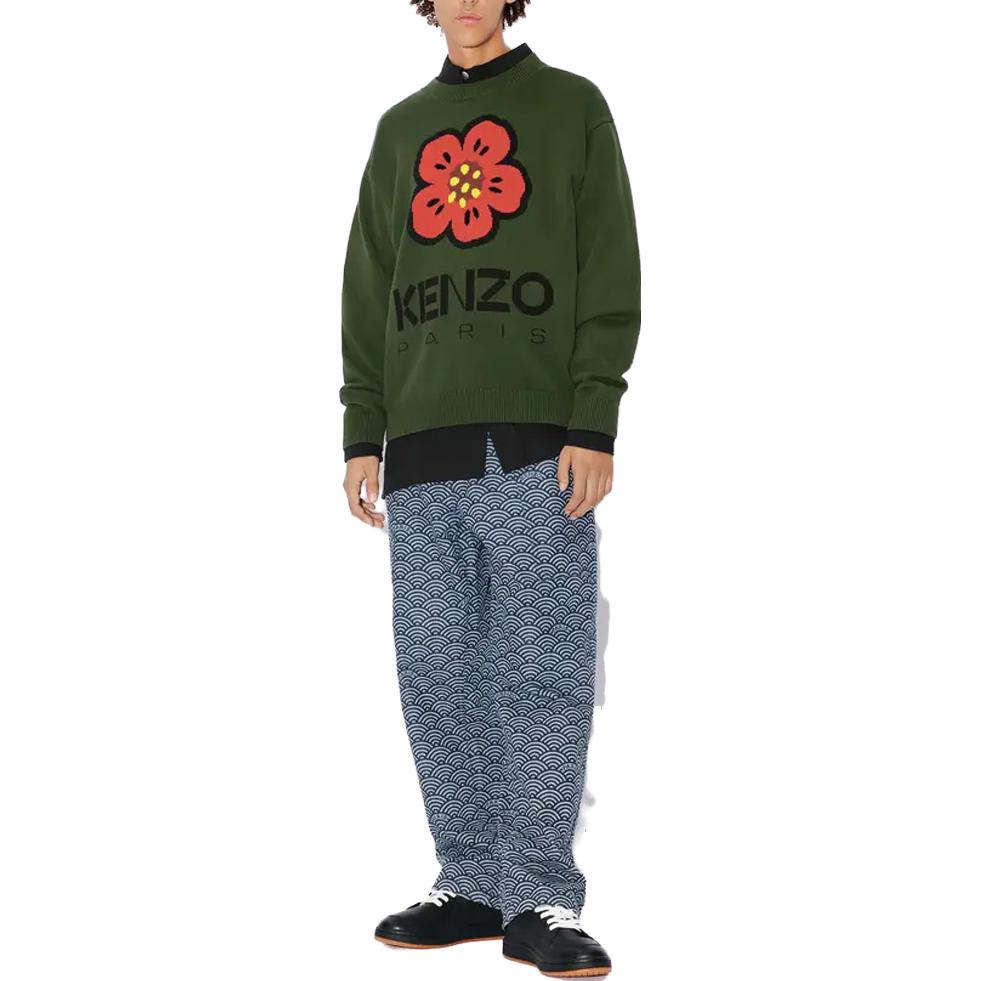KENZO  Green Crewneck Sweater with Floral Logo Embroidery. FD55PU3803LC-51 圖 6