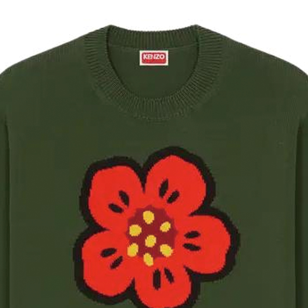 KENZO  Green Crewneck Sweater with Floral Logo Embroidery. FD55PU3803LC-51 圖 7
