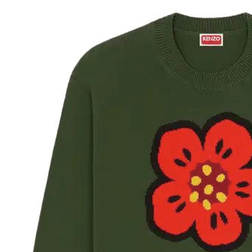 KENZO  Green Crewneck Sweater with Floral Logo Embroidery. FD55PU3803LC-51 圖 8