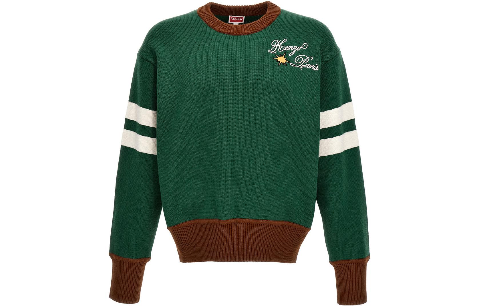 Order KENZO  Green Crewneck Sweater with Logo Print. FD65PU4133-BJ53
