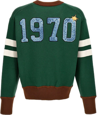 KENZO Green Crewneck Sweater with Logo Print. FD65PU4133-BJ53 Lookbook KENZO Green Crewneck Sweater with Logo Print. FD65PU4133-BJ53