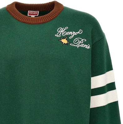 KENZO Green Crewneck Sweater with Logo Print. FD65PU4133-BJ53 Purchase KENZO Green Crewneck Sweater with Logo Print. FD65PU4133-BJ53
