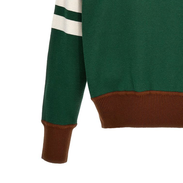 Details for KENZO  Green Crewneck Sweater with Logo Print. FD65PU4133-BJ53