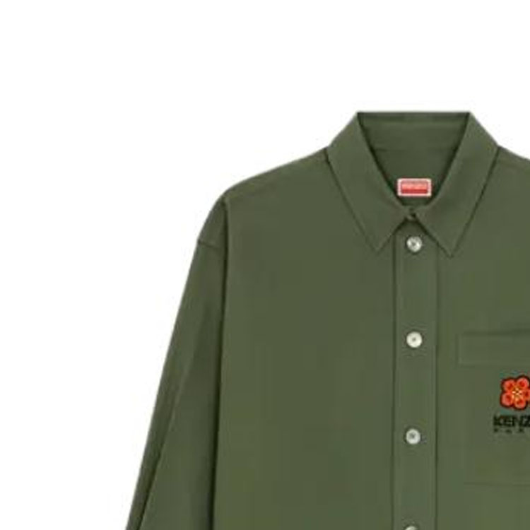Sizing KENZO Kemeja Lengan Panjang Hijau Bordir Logo. FD65CH5079LA-51