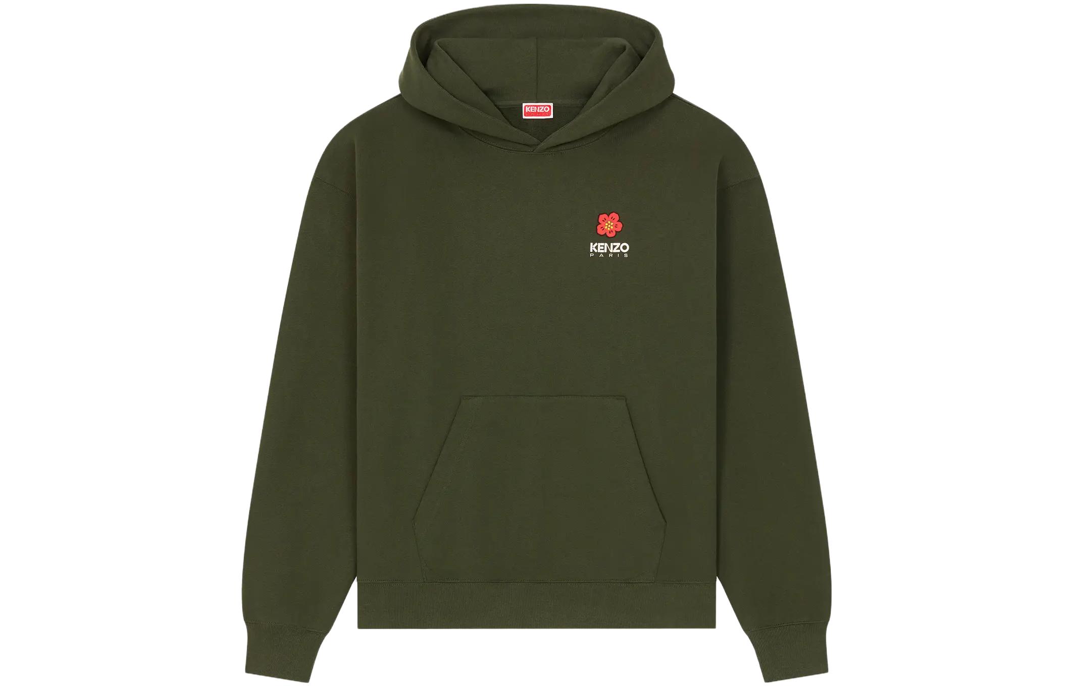 KENZO  Green Floral Logo Hoodie Long Sleeve Sweatshirt. FD55SW4444ME-51