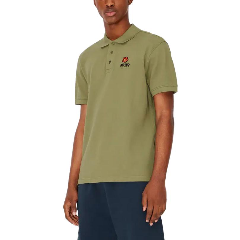 Details for KENZO 綠色純色刺繡款短袖POLO衫 FC65PO0024PU-61