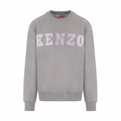 KENZO Grey Crewneck Sweatshirt with Letter and Numeric Print. FD65SW0064MF-94