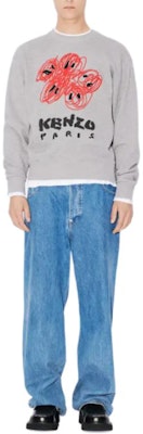 KENZO Grey Crewneck Sweatshirt with Logo Design. FE55SW1704MF-94C Shop KENZO Grey Crewneck Sweatshirt with Logo Design. FE55SW1704MF-94C