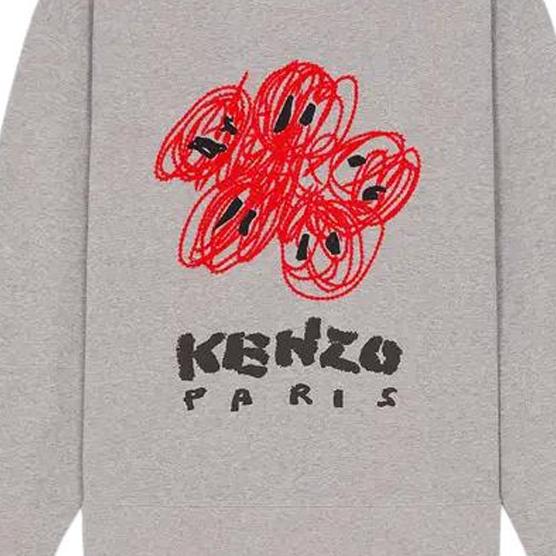 Sizing KENZO  Grey Crewneck Sweatshirt with Logo Design. FE55SW1704MF-94C