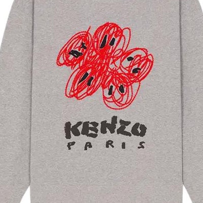 KENZO Grey Crewneck Sweatshirt with Logo Design. FE55SW1704MF-94C Sizing KENZO Grey Crewneck Sweatshirt with Logo Design. FE55SW1704MF-94C