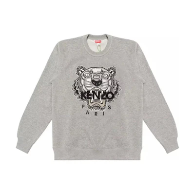 KENZO Grey Crewneck Sweatshirt with Logo Print FD62SW8244MF-94