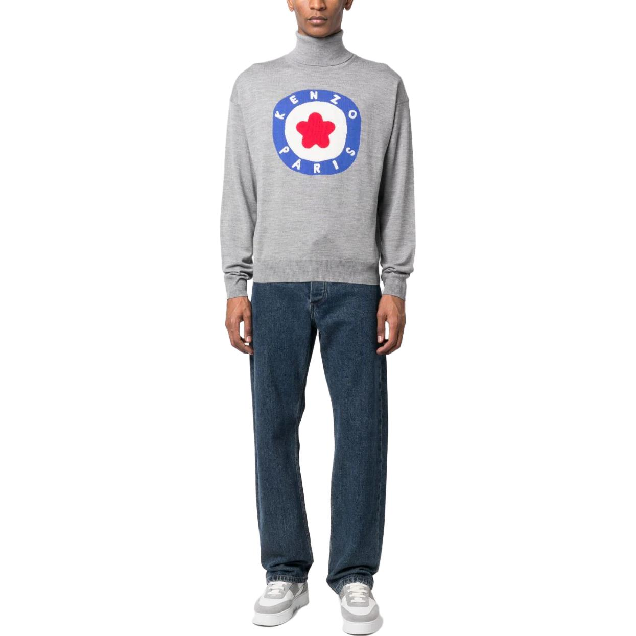 Lookbook KENZO  Grey High Neck Long Sleeve Sweatshirt with Letter Logo. FD65PU4013BA-94