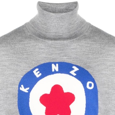 KENZO Grey High Neck Long Sleeve Sweatshirt with Letter Logo. FD65PU4013BA-94 Details for KENZO Grey High Neck Long Sleeve Sweatshirt with Letter Logo. FD65PU4013BA-94