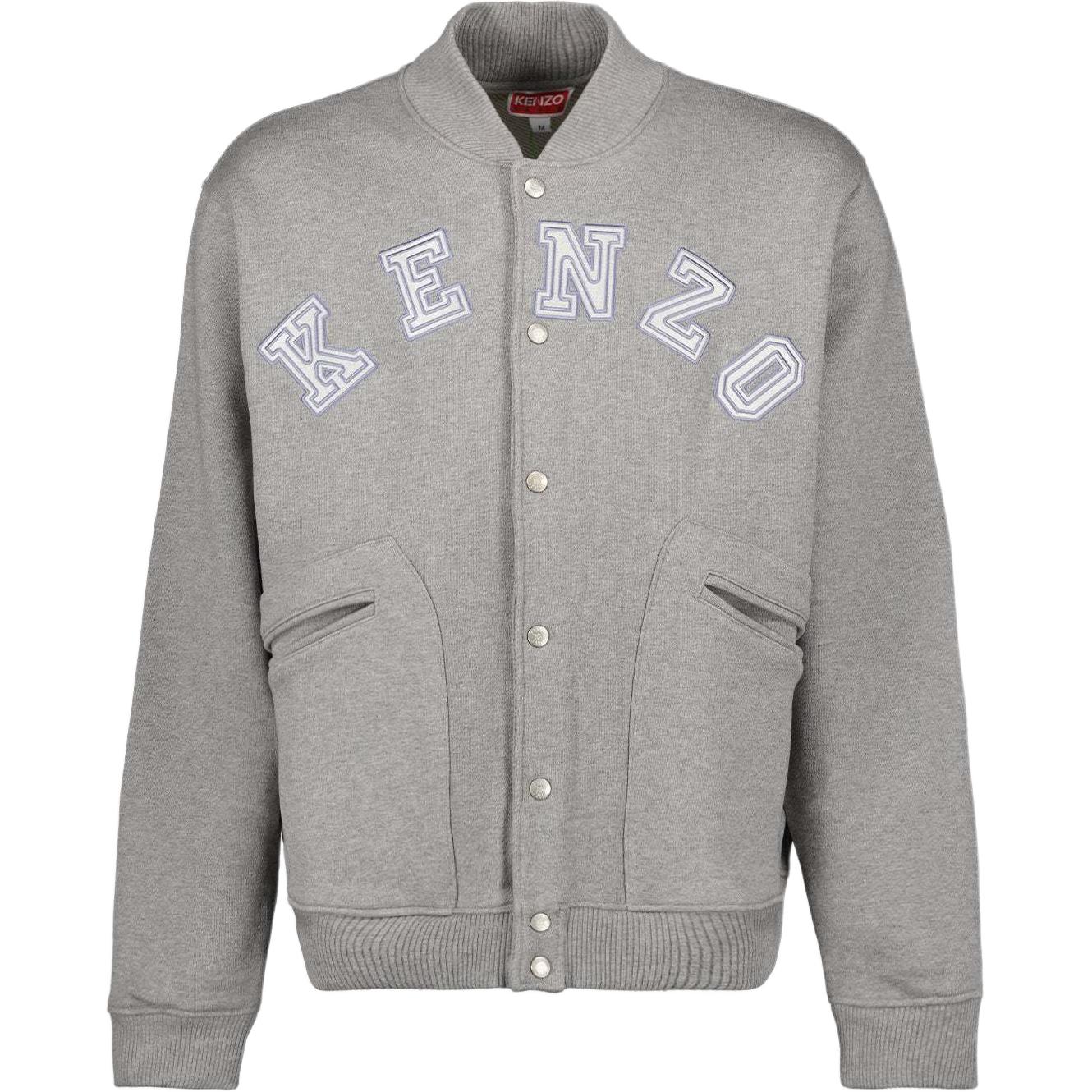 KENZO  Grey Letter Print Snap Button Slim Jacket. FD65SW1024MV-94