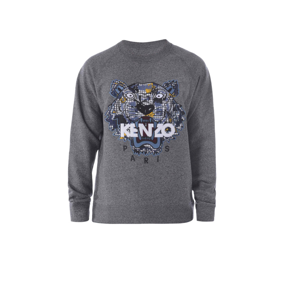 KENZO  Grey Logo Tiger Head Pullover Sweatshirt. F665SW1194XL-98
