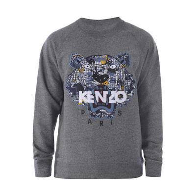 KENZO Grey Logo Tiger Head Pullover Sweatshirt. F665SW1194XL-98