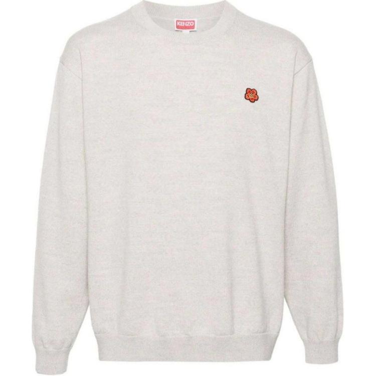 KENZO  Grey Loose-Fit Floral Crewneck Sweater Long Sleeve FE55PU3813LB-93