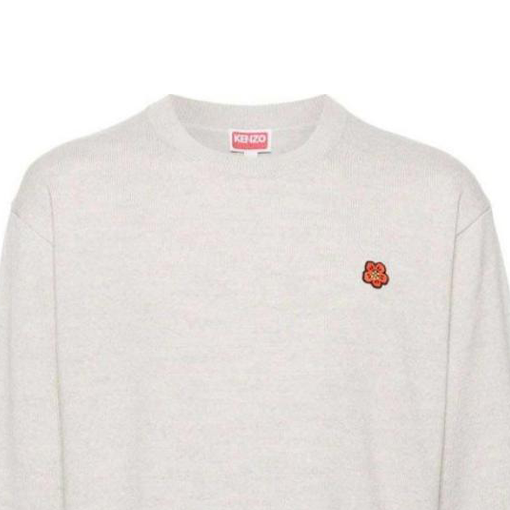 Sizing KENZO Suéter Gris Holgado Floral de Manga Larga Cuello Redondo FE55PU3813LB-93