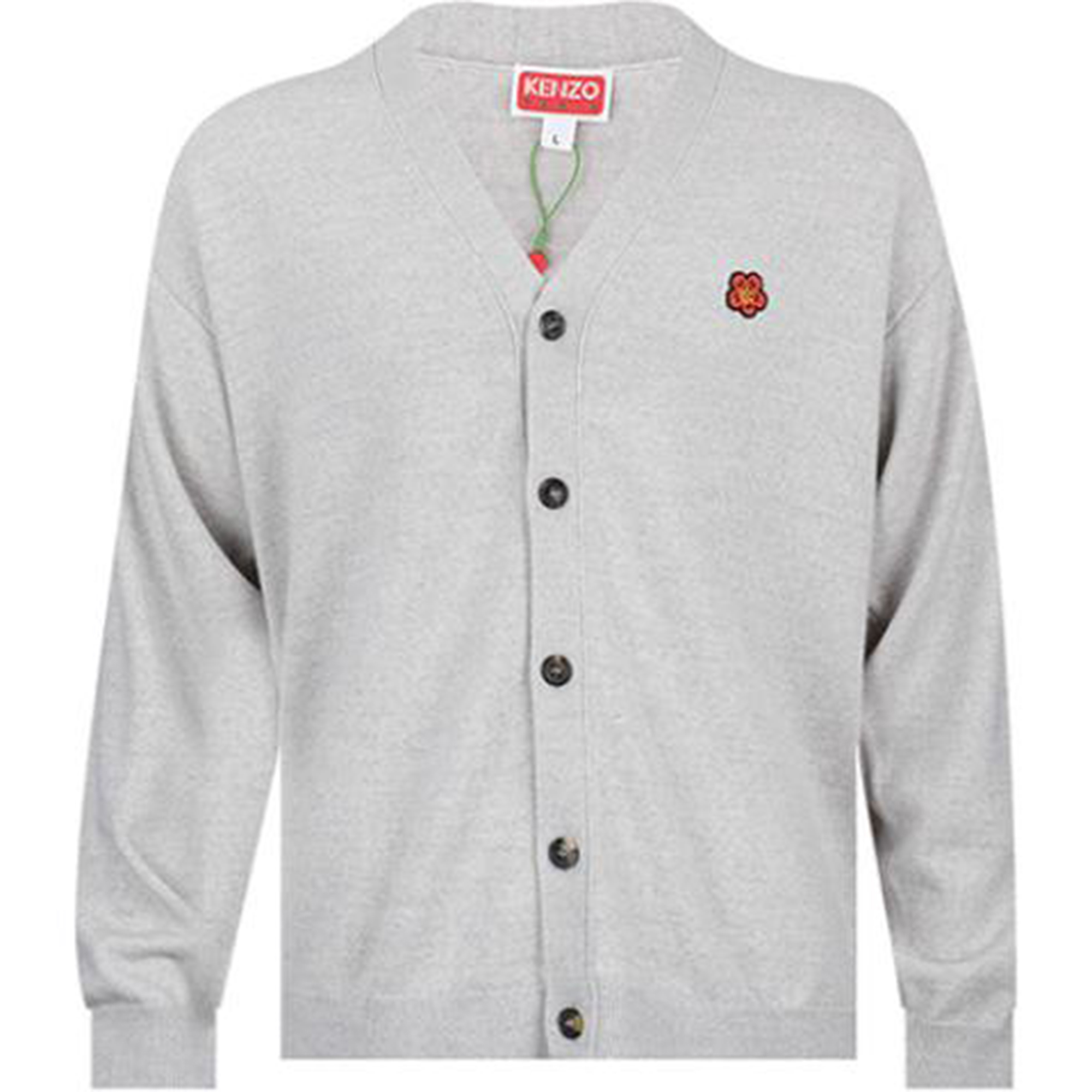KENZO  Grey V-Neck Button-Up Long Sleeve Sweater. FE55CA3813LB-93