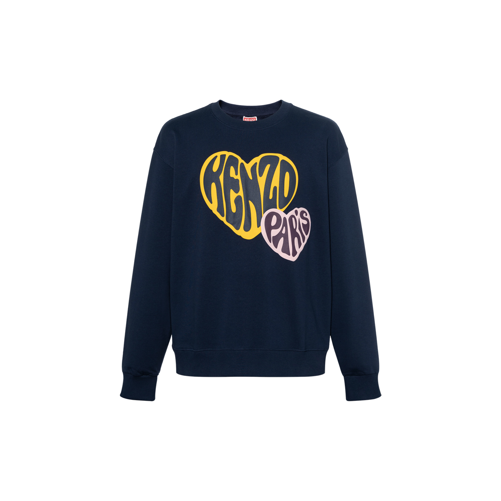 KENZO  Heart Print Crewneck Sweatshirt Midnight Blue. FD65SW0814MF-77