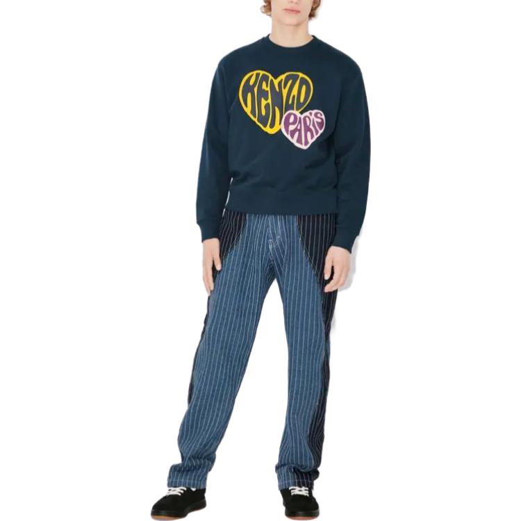 KENZO  Heart Print Crewneck Sweatshirt Midnight Blue. FD65SW0814MF-77 圖 6