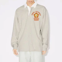 Purchase KENZO Light Grey Long Sleeve Polo Shirt with Letter Pattern. FD65PO5294SI-93