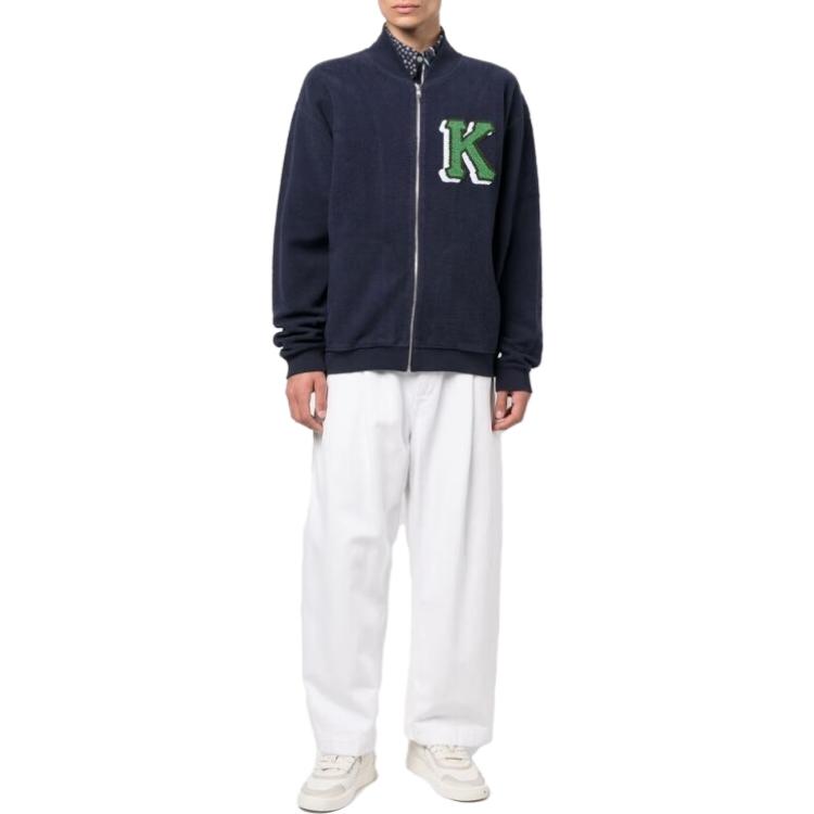 Shop KENZO Jaket Panjang Lengan Logo Bordir dengan Resleting. FC65BL7464MJ-77