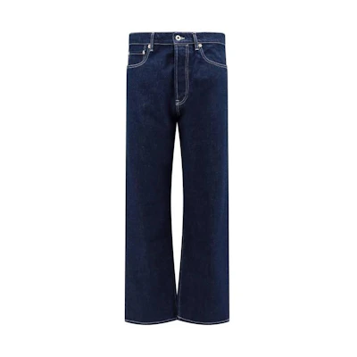 KENZO Loose Fit Blue Straight Leg Denim Jeans. FE55DPP336B1-DM