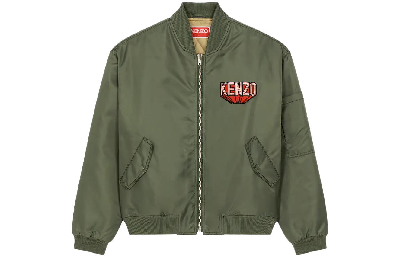 KENZO  Olive Green Logo Zip-Up Stand Collar Jacket FD65BL1279OC51 圖 2