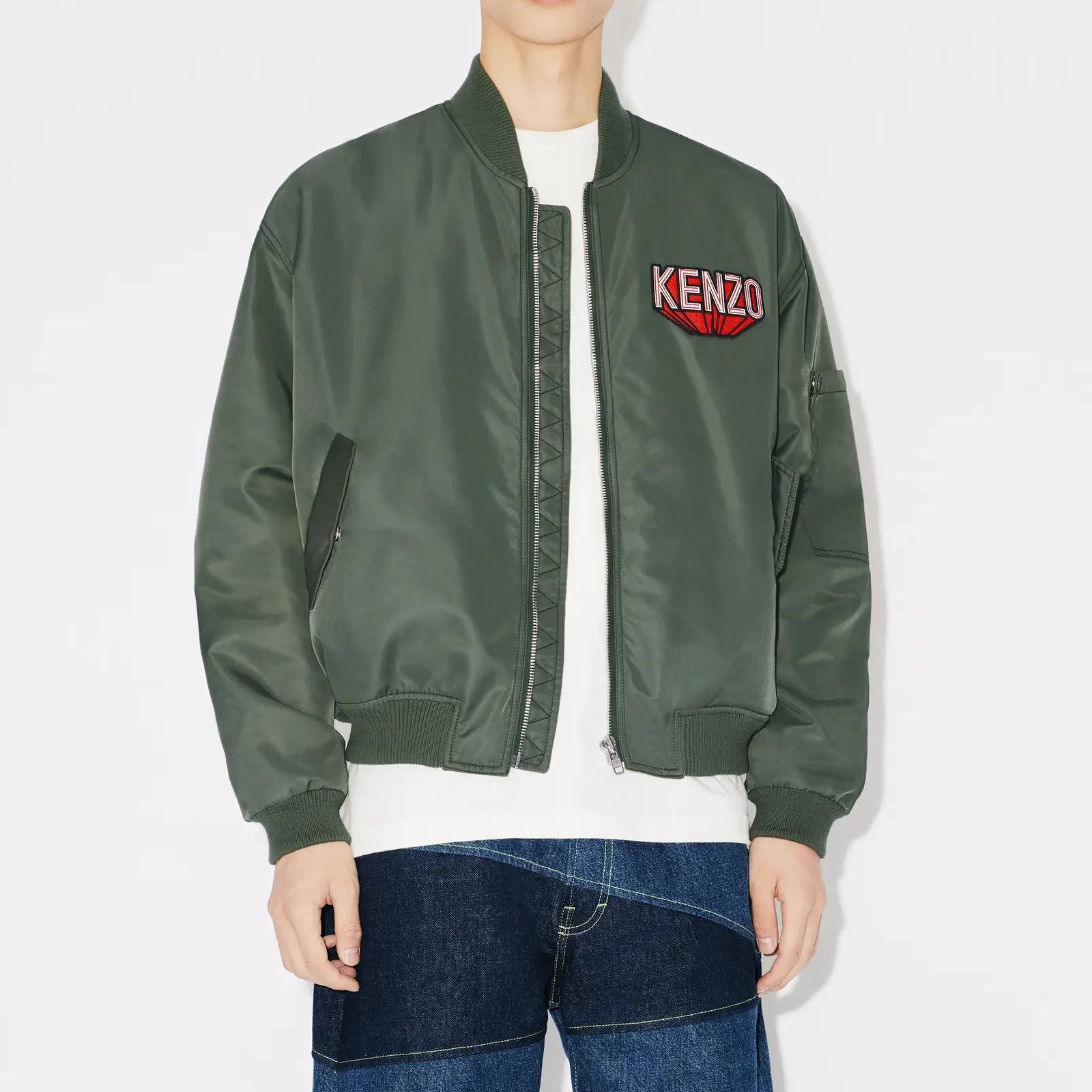 KENZO  Olive Green Logo Zip-Up Stand Collar Jacket FD65BL1279OC51 圖 4