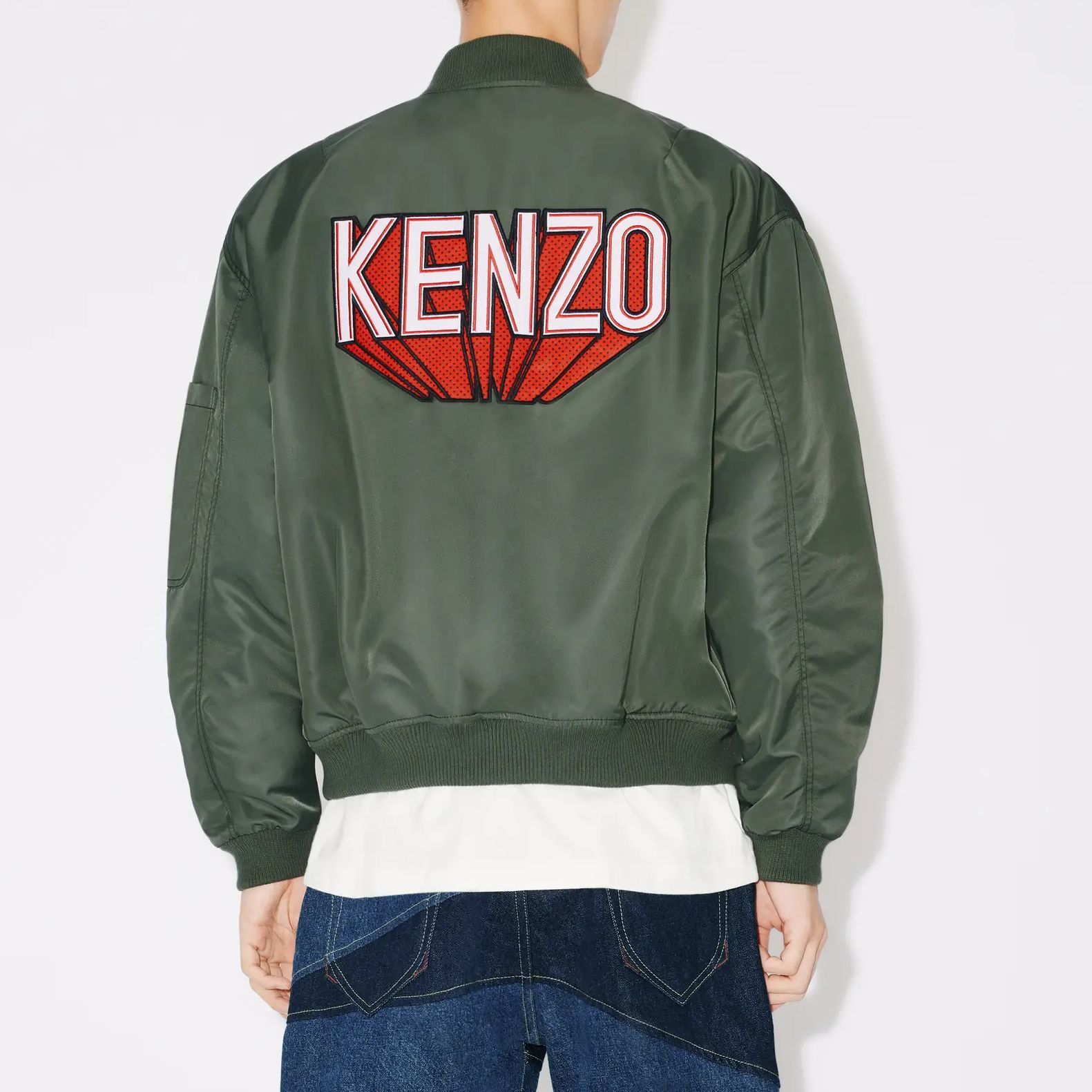 KENZO  Olive Green Logo Zip-Up Stand Collar Jacket FD65BL1279OC51 圖 5