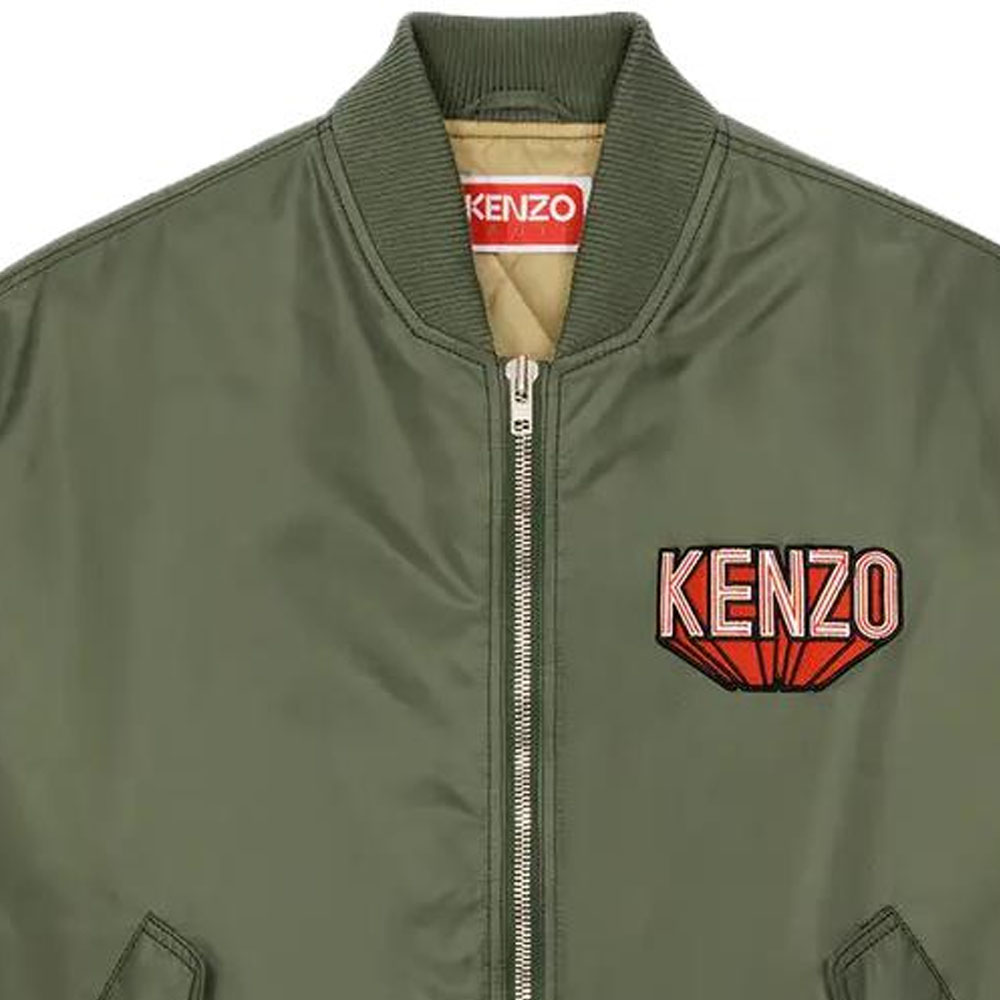 KENZO  Olive Green Logo Zip-Up Stand Collar Jacket FD65BL1279OC51 圖 7