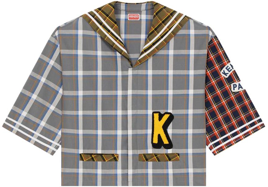 kenzo-plaid-letter-polo-short-sleeve-shirt-mist-gray-fd-55-ch-1159-rh-96