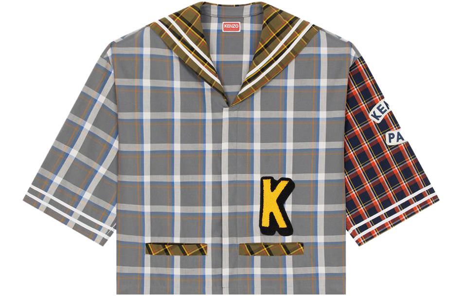 Order KENZO 格紋字母短袖Polo衫 霧灰色 FD55CH1159RH-96