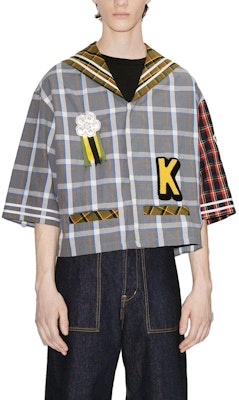 KENZO 格紋字母短袖Polo衫 霧灰色 FD55CH1159RH-96 Shop KENZO 格紋字母短袖Polo衫 霧灰色 FD55CH1159RH-96