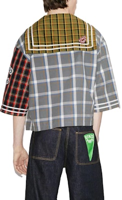 KENZO 格紋字母短袖Polo衫 霧灰色 FD55CH1159RH-96 Purchase KENZO 格紋字母短袖Polo衫 霧灰色 FD55CH1159RH-96