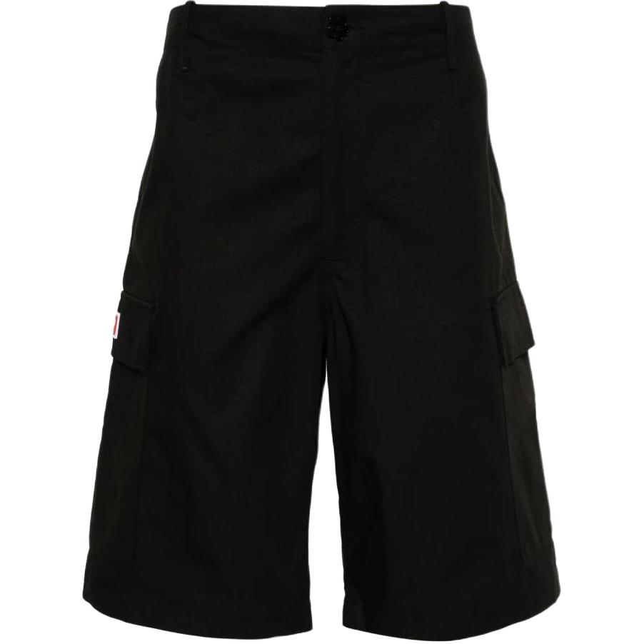 KENZO  Solid Black Button Casual Shorts. PFE55SH2359DL-99