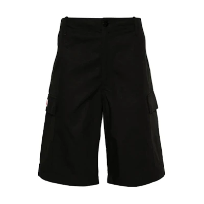 KENZO Solid Black Button Casual Shorts. PFE55SH2359DL-99