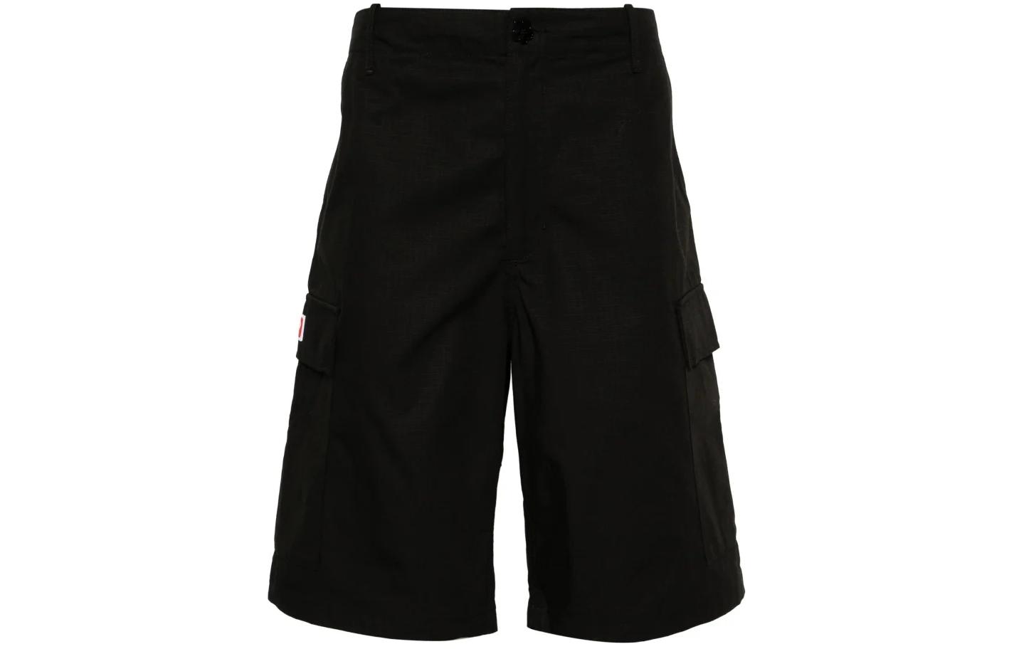 Order KENZO  Solid Black Button Casual Shorts. PFE55SH2359DL-99