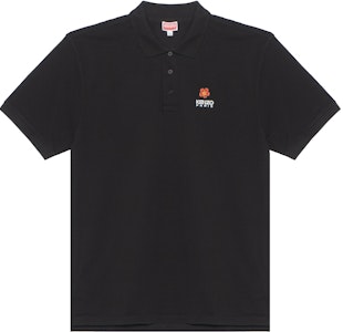 겐조 솔리드 블랙 반소매 폴로 셔츠. FC65PO0024PU-99J Order 겐조 솔리드 블랙 반소매 폴로 셔츠. FC65PO0024PU-99J