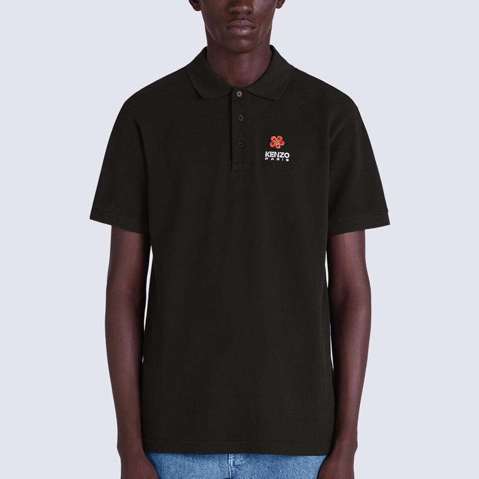 Details for 겐조 솔리드 블랙 반소매 폴로 셔츠. FC65PO0024PU-99J