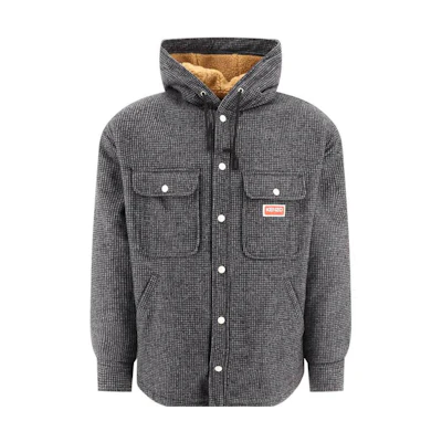 KENZO Solid Drawstring Hooded Jacket Coal Grey FD65CH5169RD-98