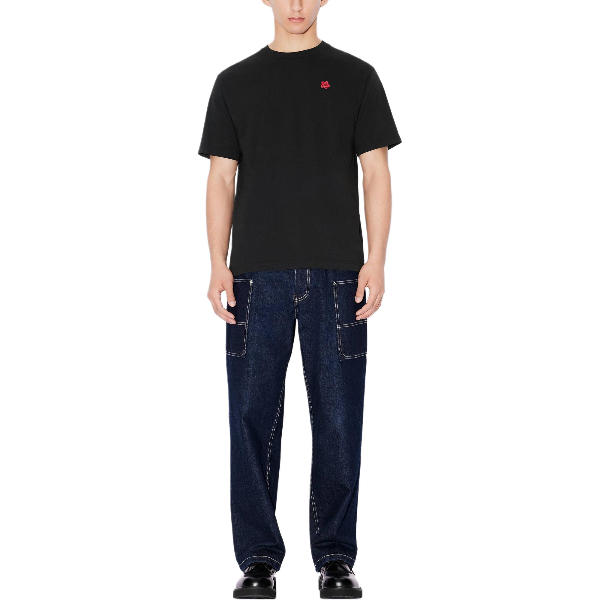 Shop KENZO Kaos Hitam Slim Fit Logo Solid Crewneck FE65TS4744SG-99J