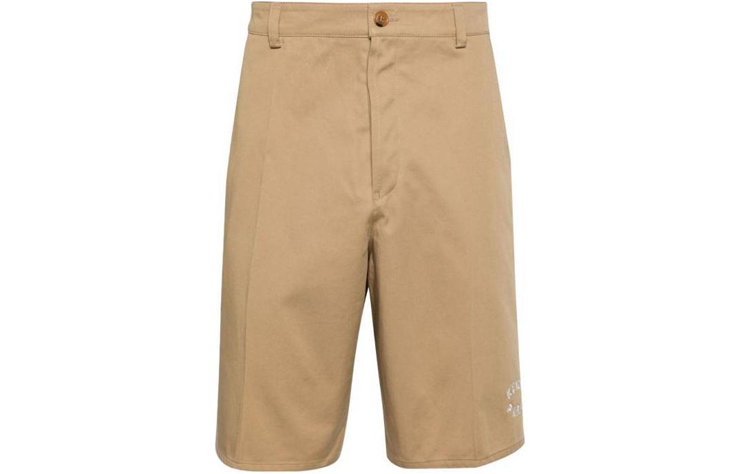 KENZO  Solid Mid-Rise Straight-Cut Casual Shorts Brown. PFD65SH2149CA-13