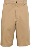 KENZO Solid Mid-Rise Straight-Cut Casual Shorts Brown. PFD65SH2149CA-13 KENZO Solid Mid-Rise Straight-Cut Casual Shorts Brown. PFD65SH2149CA-13