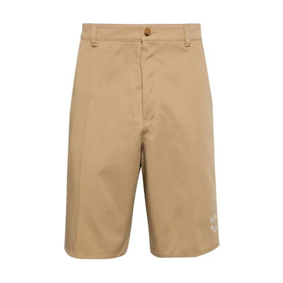 KENZO Solid Mid-Rise Straight-Cut Casual Shorts Brown. PFD65SH2149CA-13