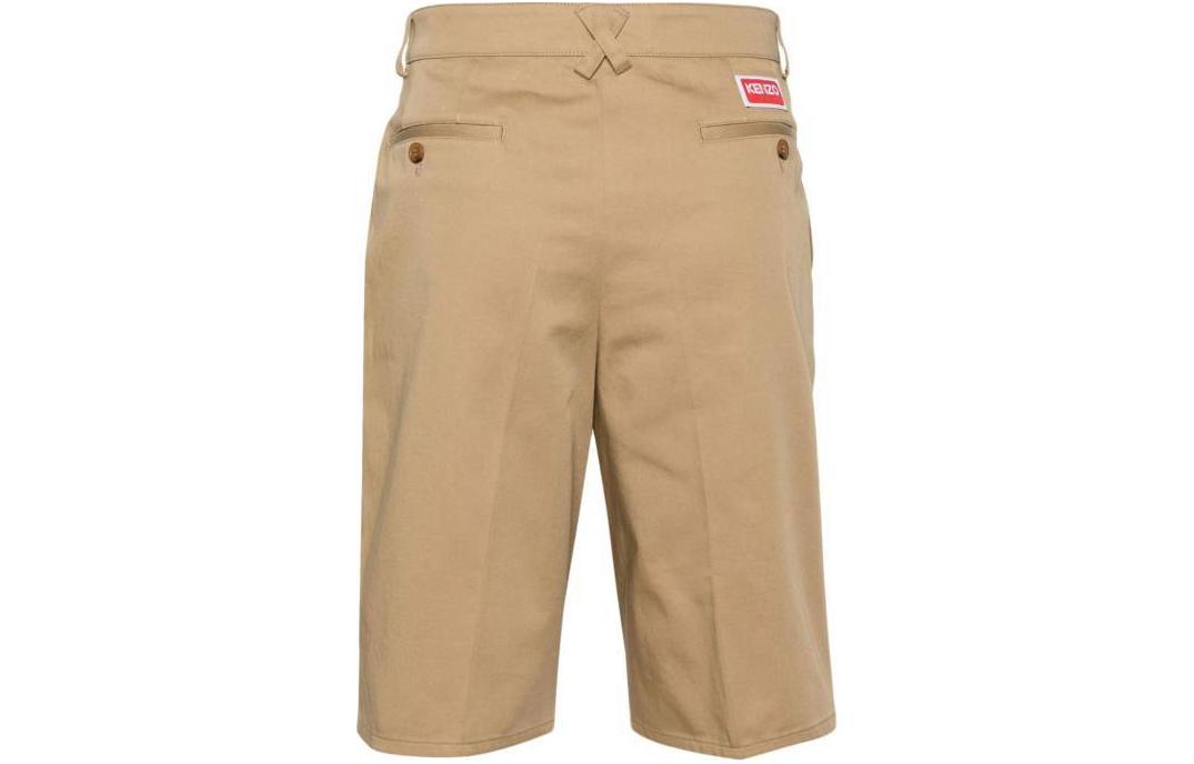 Lookbook KENZO  Solid Mid-Rise Straight-Cut Casual Shorts Brown. PFD65SH2149CA-13